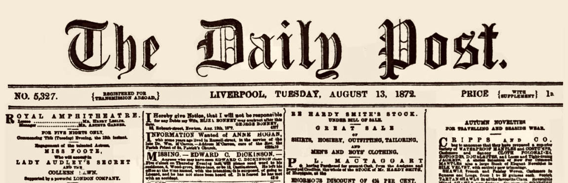 Liverpool Daily Post masthead, 1872